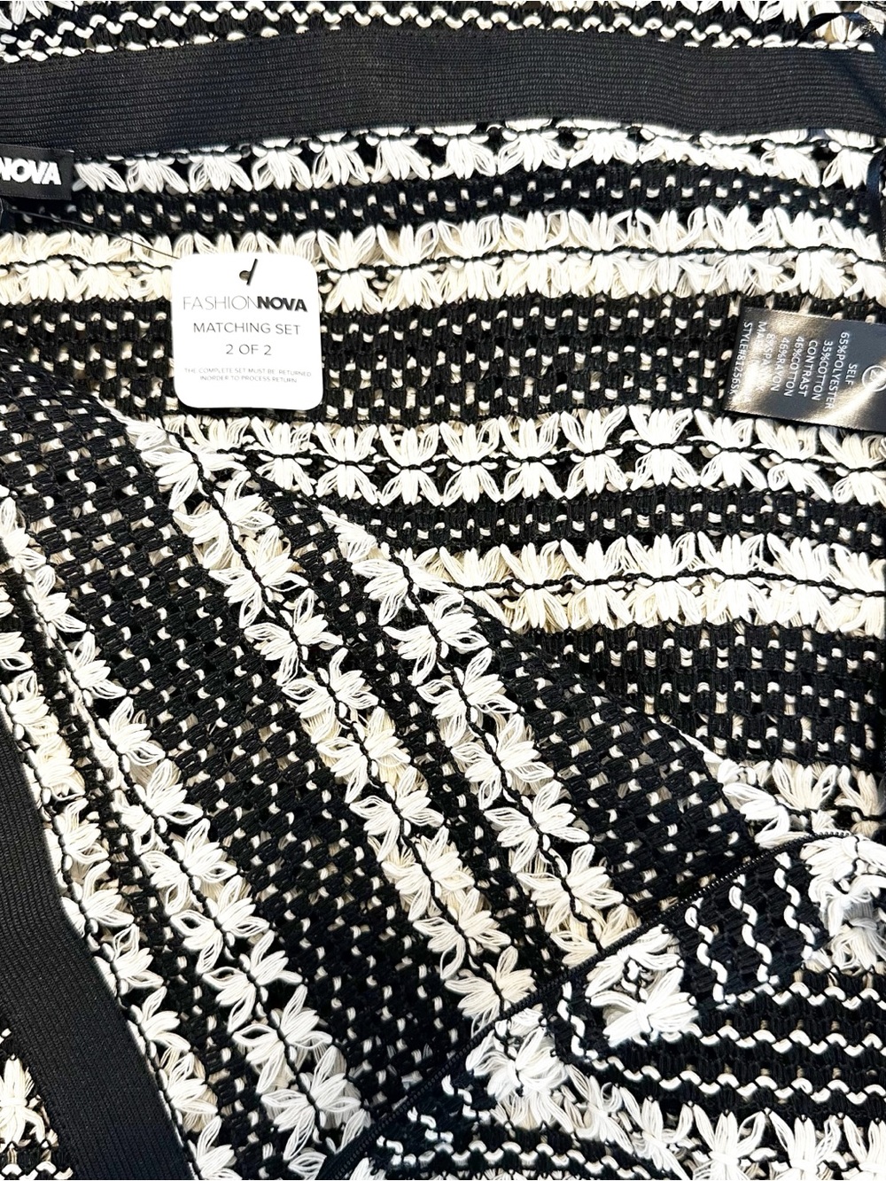 NWT Fashion Nova “Thalia” Striped Crochet Skirt Set - Picture 7 of 14
